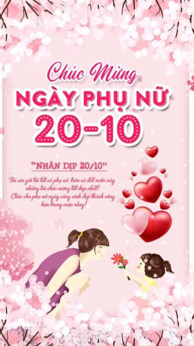 Background dọc chủ đề ngày Phụ nữ Việt Nam