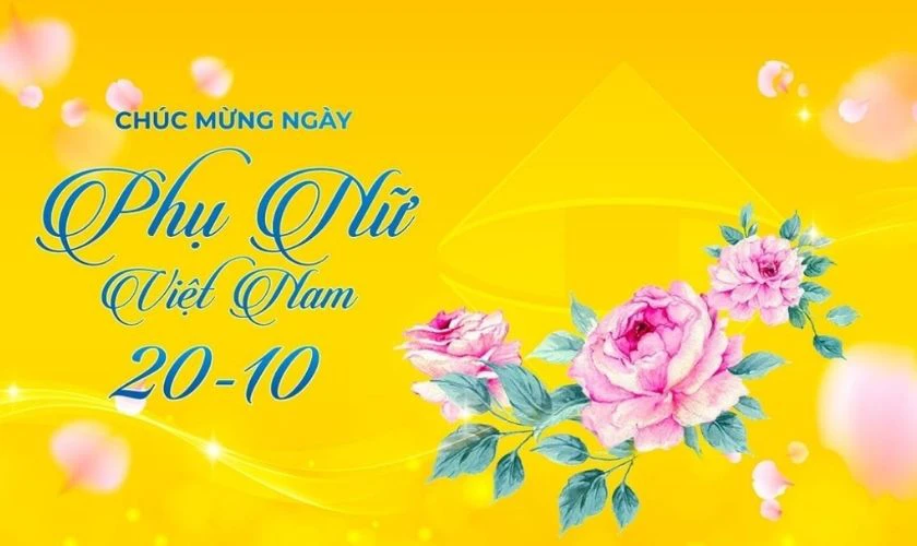 Background màu vàng chúc mừng ngày Phụ nữ Việt Nam