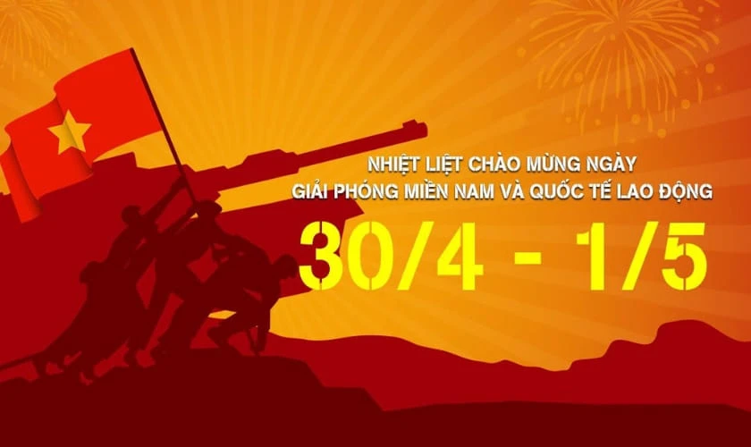 Background 30/4 1/5 2026 đẹp mới