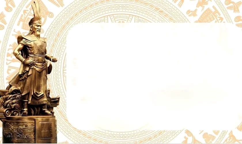 Background Giỗ tổ Hùng Vương 2026 có hình Vua Hùng tone trắng