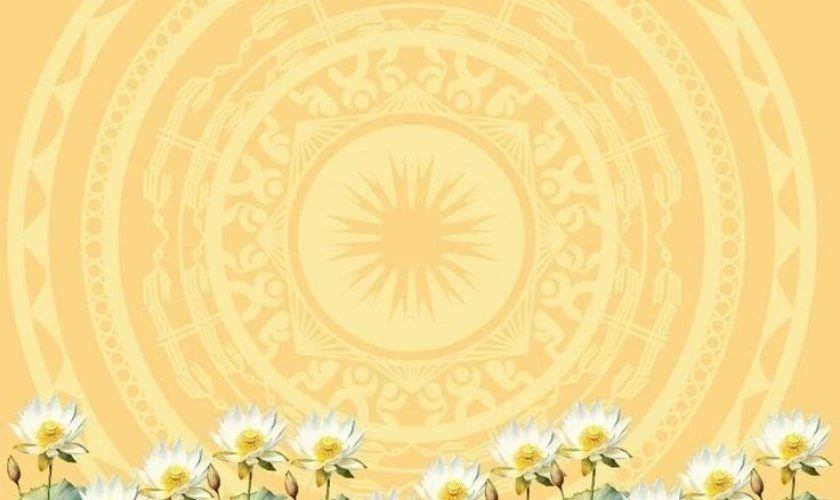 Background Giỗ tổ Hùng Vương 2026 có hình trống đồng vàng