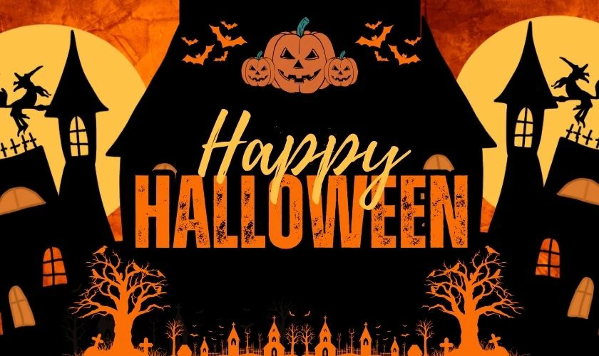 Background Halloween màu cam ấn tượng