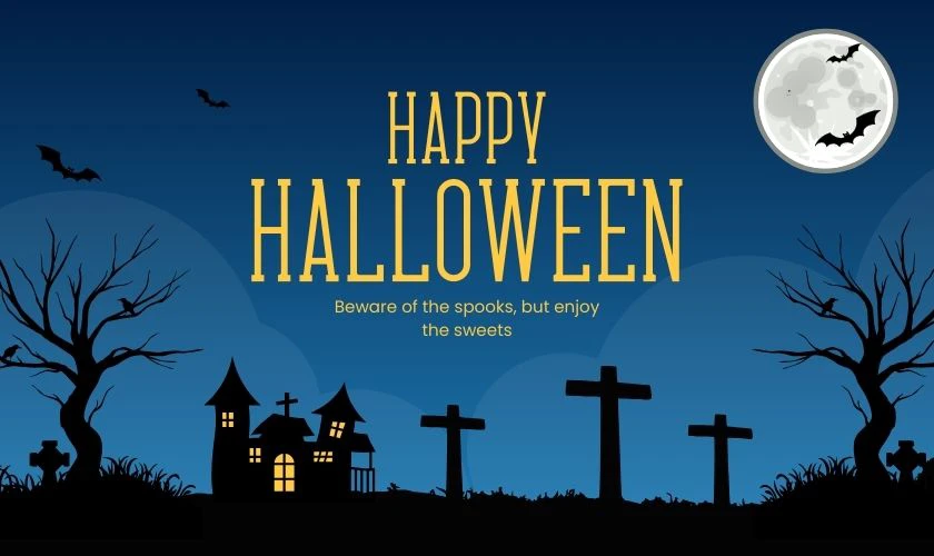 Background Halloween màu xanh dương ấn tượng