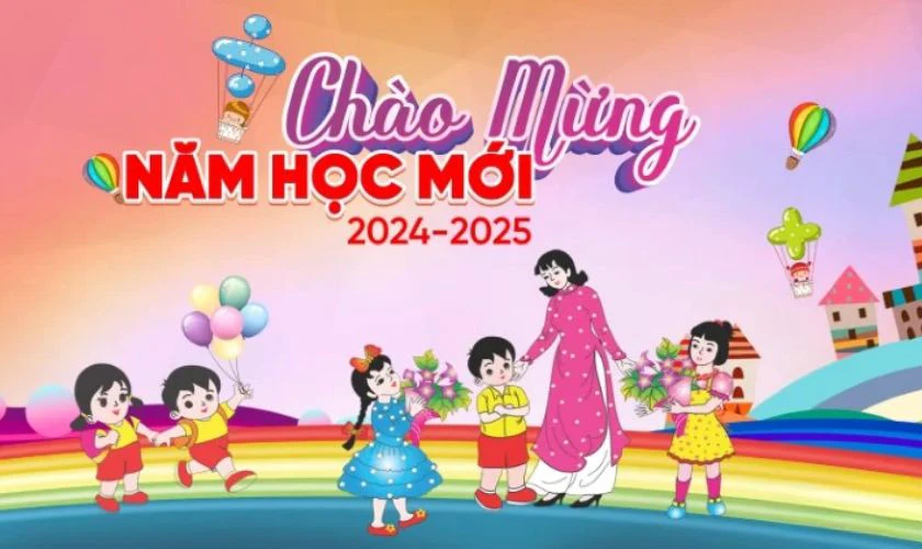 Background khai giảng 2025 chào năm học mới đẹp nhất HD