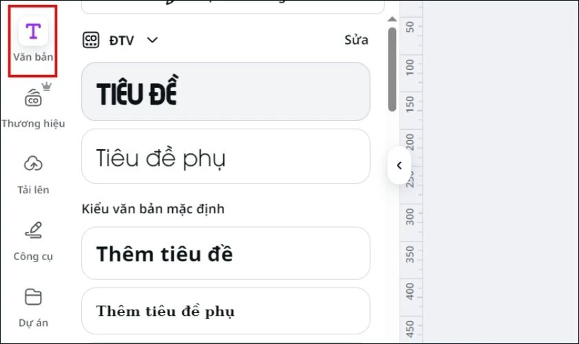 Nhấn chọn Văn bản để thêm chữ vào background của mình