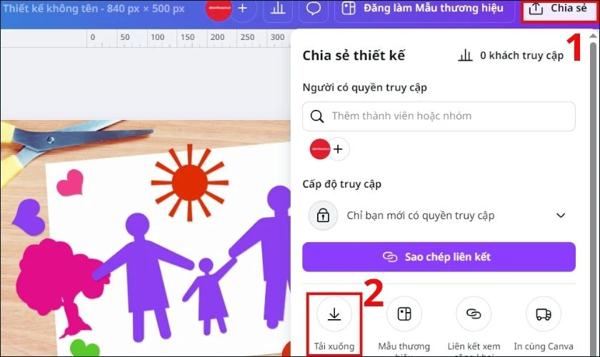 Căn chỉnh lại mọi thứ và bấm Chia sẻ, sau đó nhấn Tải xuống