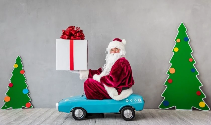 Background Giáng sinh chủ đề ông già Noel cute