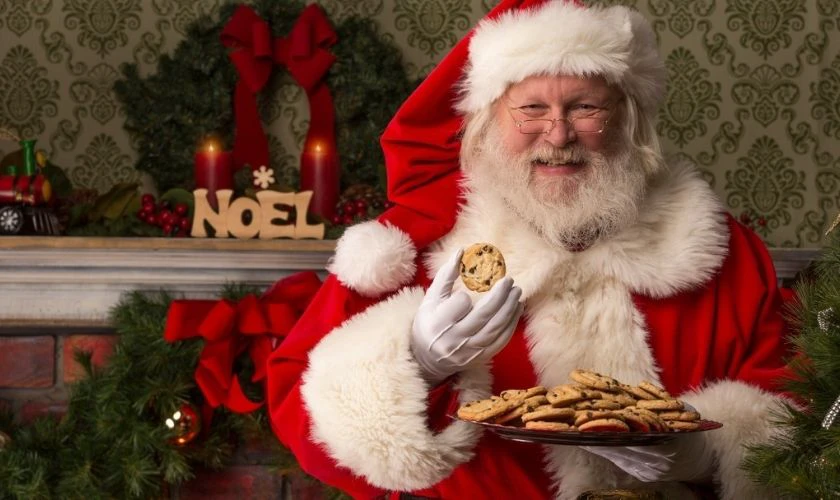 Background Giáng sinh chủ đề ông già Noel đáng yêu