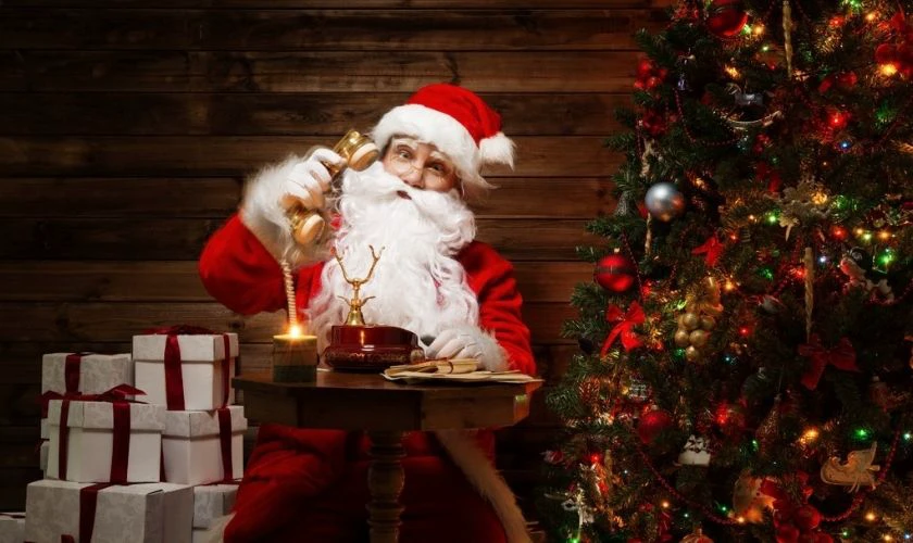 Background Giáng sinh chủ đề ông già Noel dễ thương