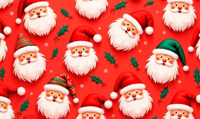 Nền Noel đỏ sang trọng ông già noel