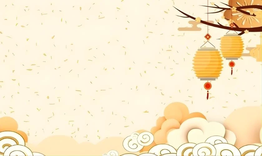 Background Tết đơn giản với đèn lồng