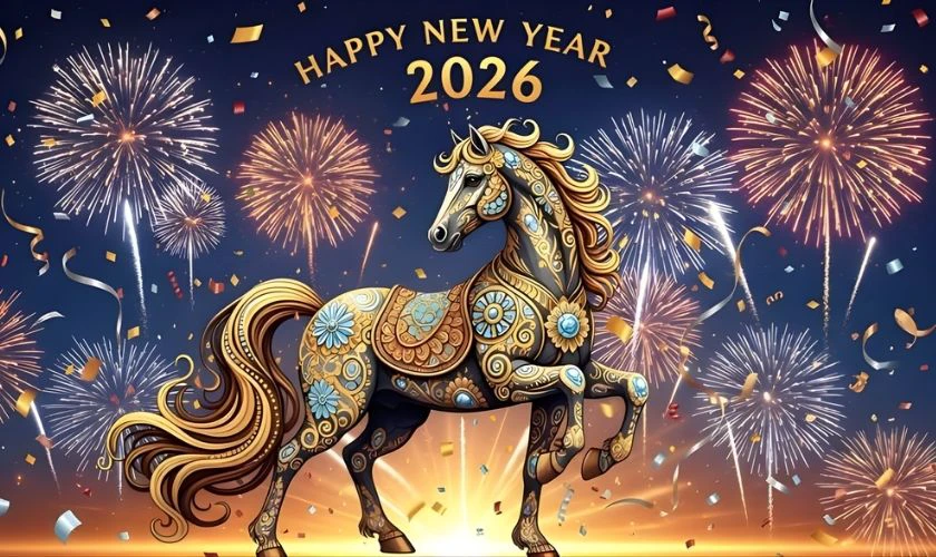 Background Tết Bính Ngọ hình con ngựa