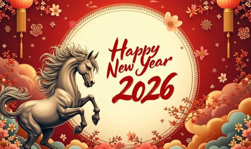 Background xuân Bính Ngọ hình con ngựa