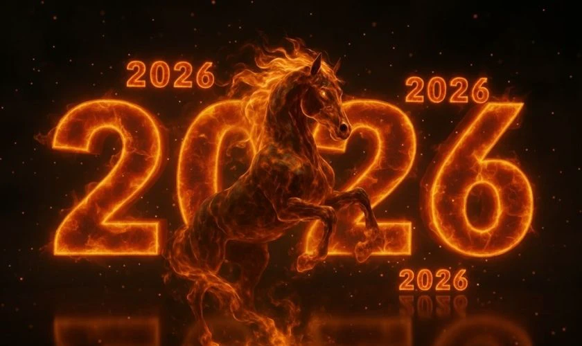 Mẫu background xuân Bính Ngọ 2026 hình con ngựa