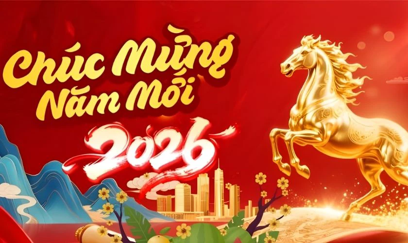 Mẫu background xuân 2026 có hình con ngựa