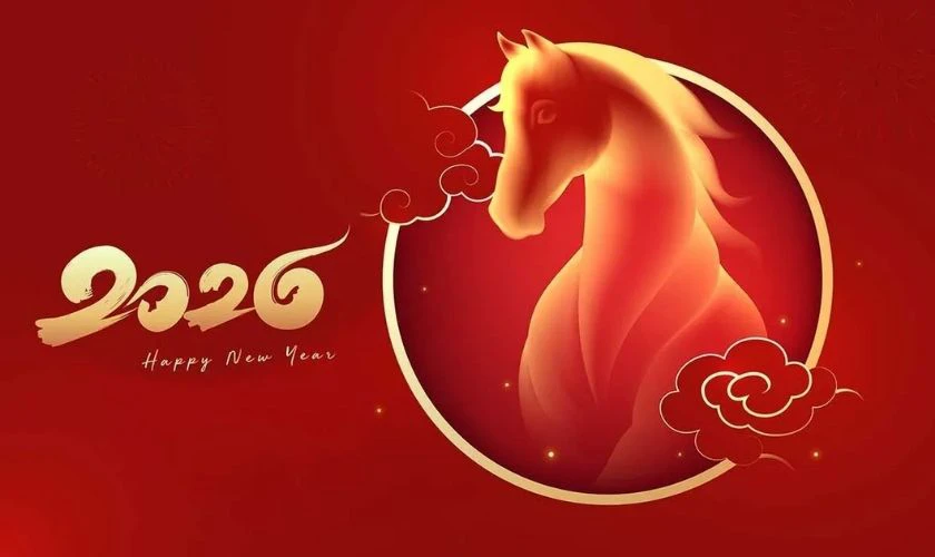Background xuân Bính Ngọ có hình con ngựa