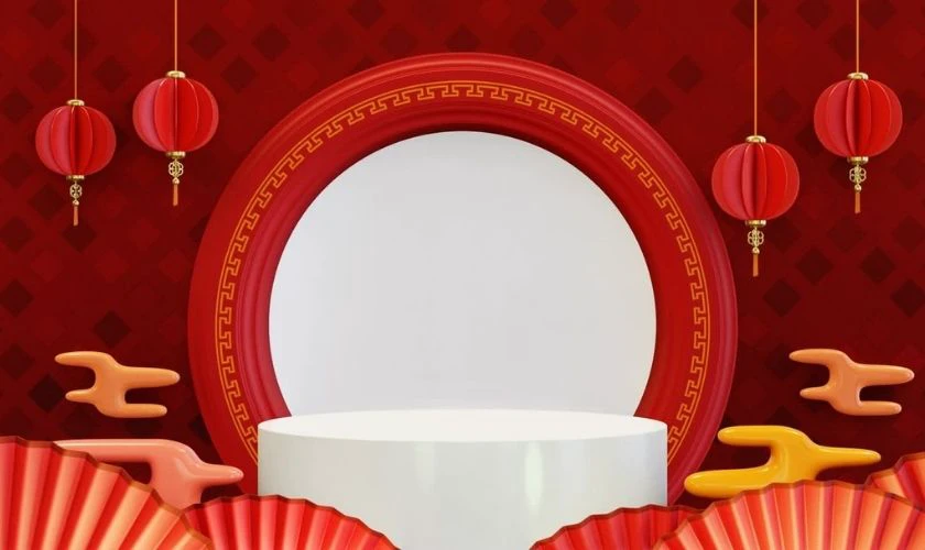 Mẫu background trưng bày sản phẩm Tết