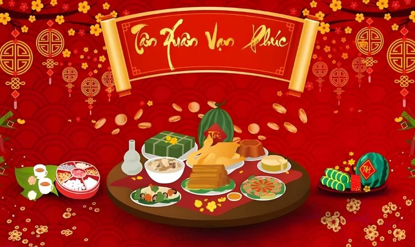 Background Tết chủ đề ẩm thực