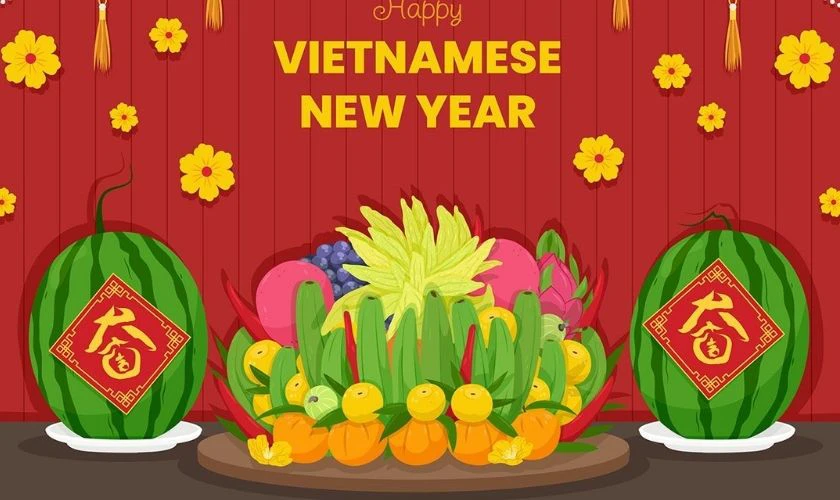 Background Tết 2026 chủ đề ẩm thực