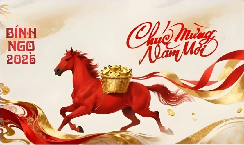 Background Tết 2026 chủ đề con ngựa