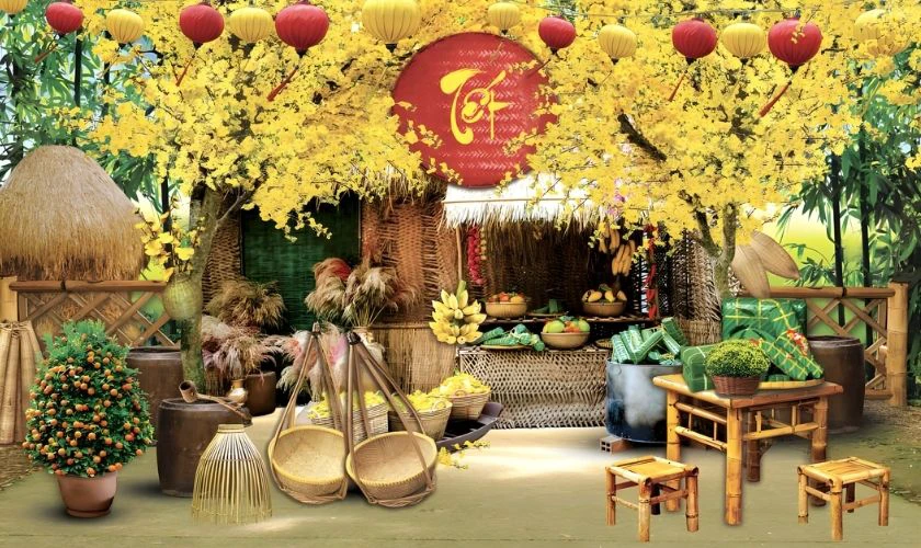 Background Tết 2026 chủ đề phong cảnh