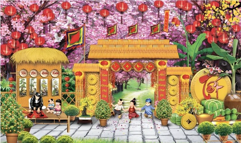 Background xuân 2026 chủ đề phong cảnh