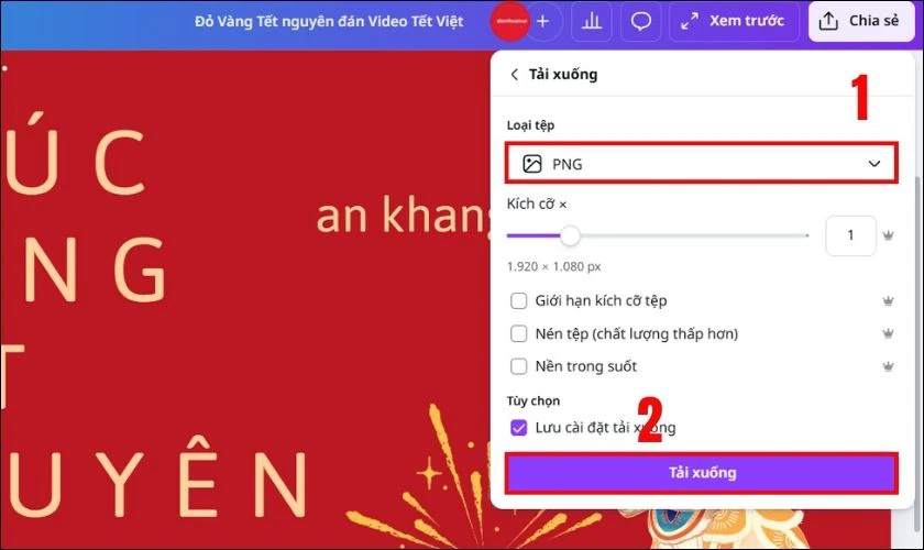 Chọn loại định dạng mong muốn tải xuống và nhấn chọn Tải xuống