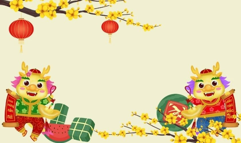 Background chủ đề Tết màu vàng