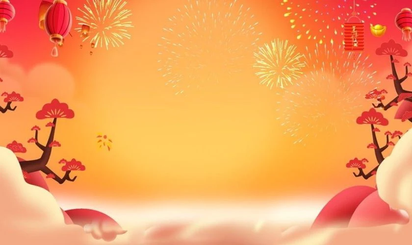 Background xuân Bính Ngọ màu vàng, đẹp