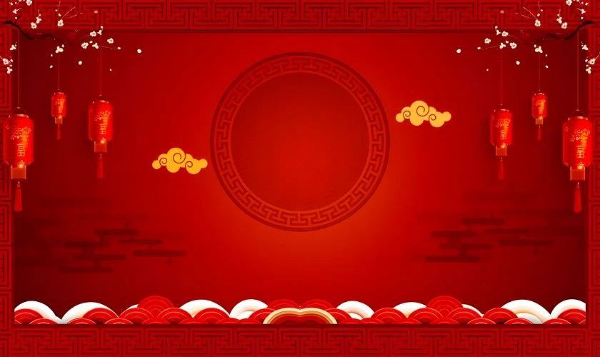 Background đỏ chủ đề Tết Bính Ngọ 2026