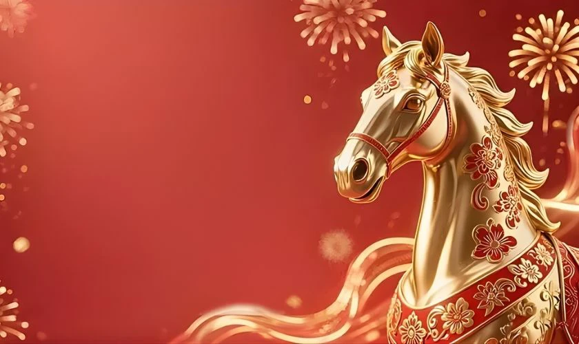 Background đỏ Tết Bính Ngọ 2026 độc đáo, ấn tượng