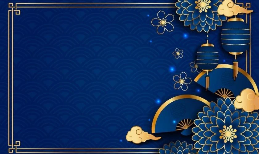 Background Tết màu xanh dương đẹp