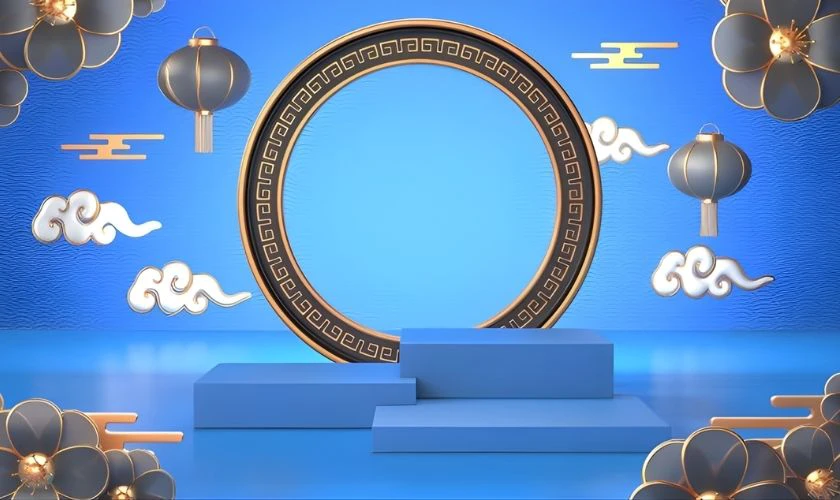 Background Tết màu xanh dương đơn giản