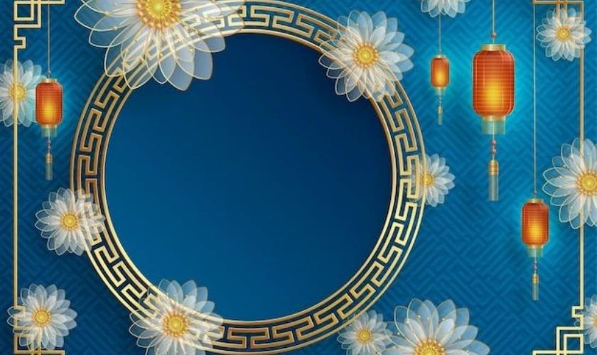 Background ngày Tết màu xanh dương