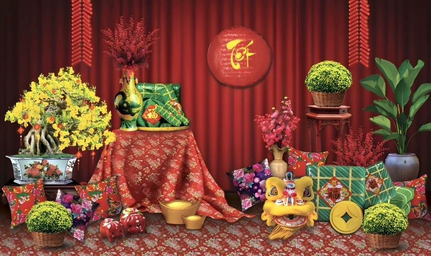 Mẫu background Tết xưa