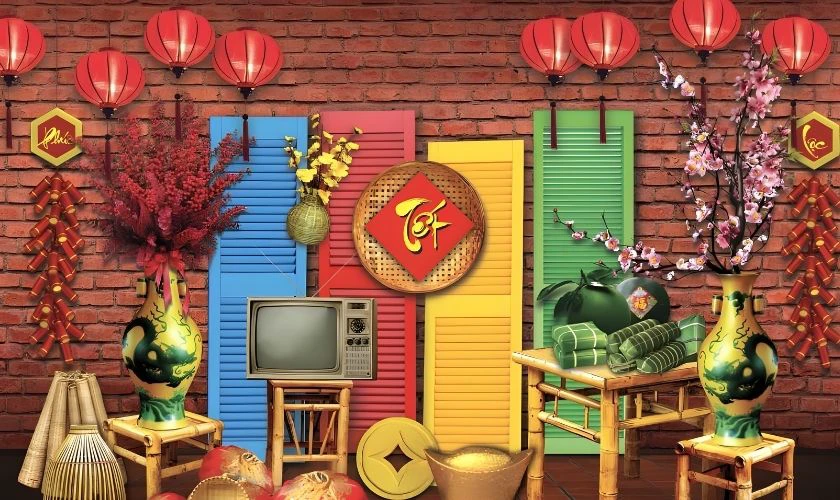 Background Tết xưa 2026