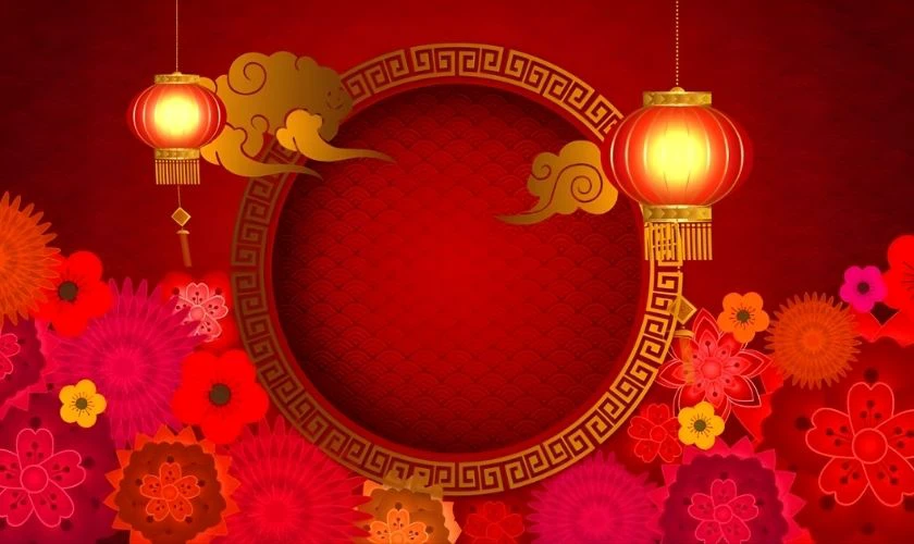 Background Tết 2026 Full HD với đèn lồng