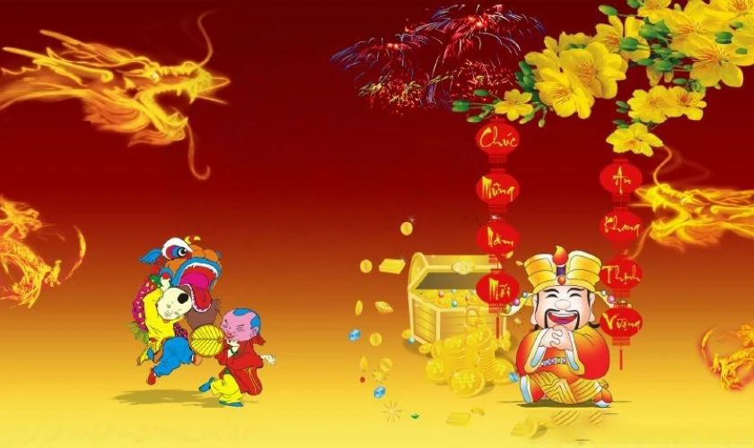 Background hoa mai Tết hoài niệm