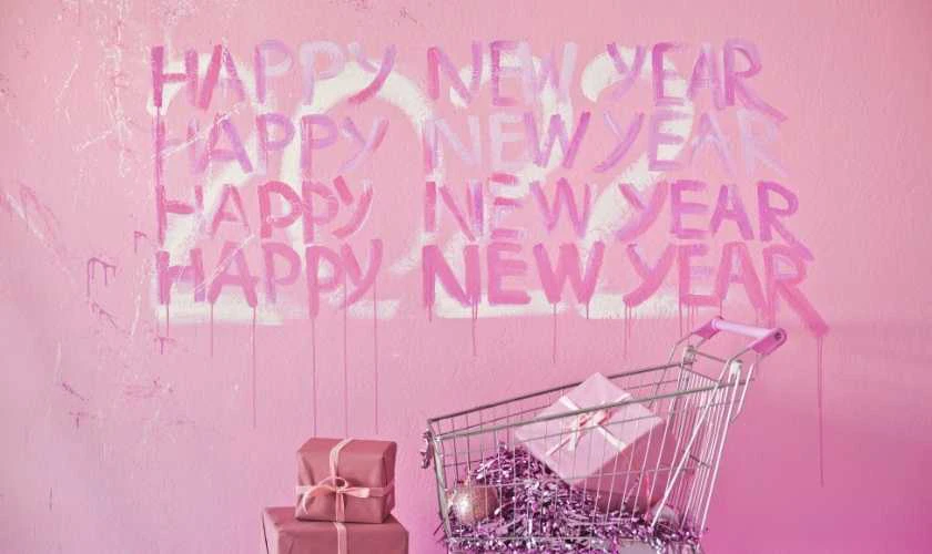 Background Tết Dương lịch 2026 màu hồng cổ điển