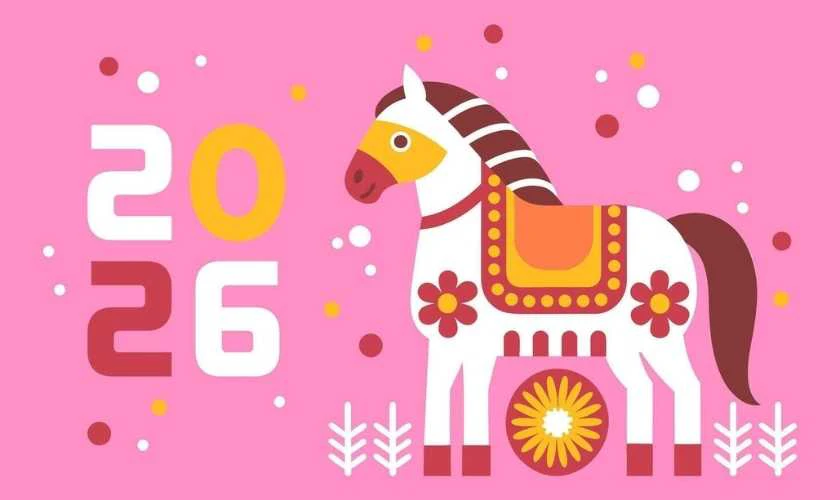 Background Tết Dương lịch 2026 chủ đề xuân Bính Ngọ