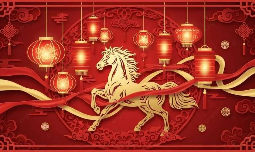 Background chủ đề xuân Bính Ngọ cổ điển