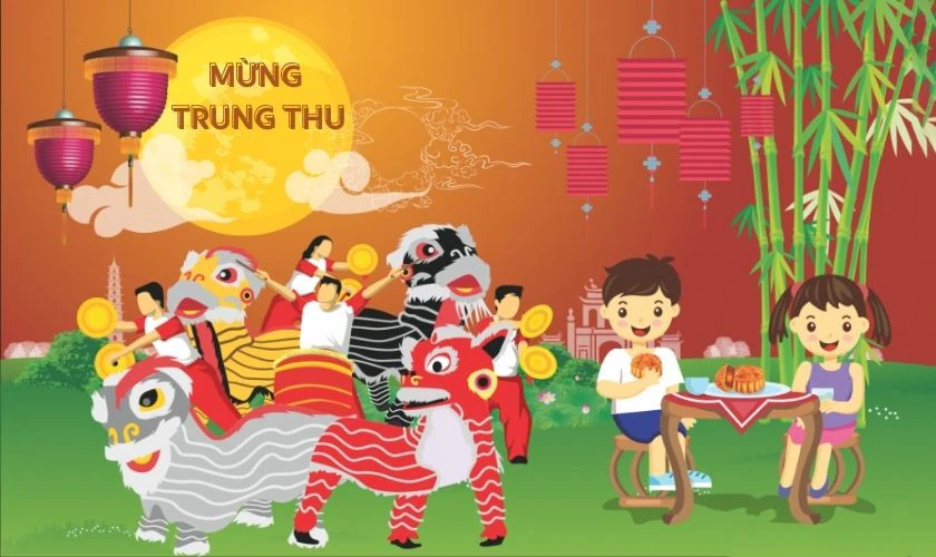 Mừng Trung Thu mô tả bức tranh đẹp về đêm hội trăng rằm