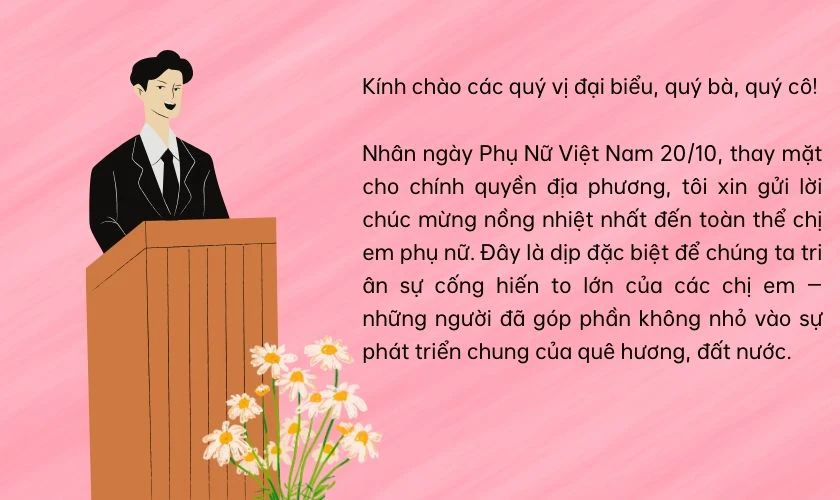 Bài phát biểu 20/10 của chính quyền địa phương