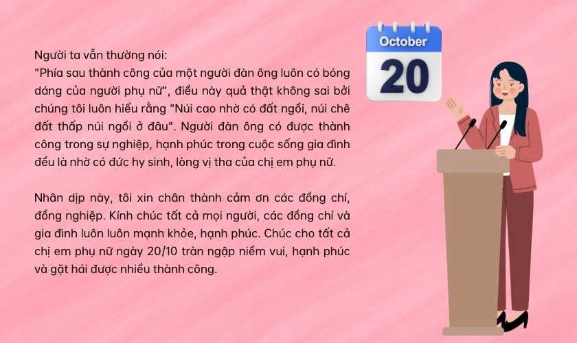 Bài phát biểu của Chủ tịch Công Đoàn 20/10