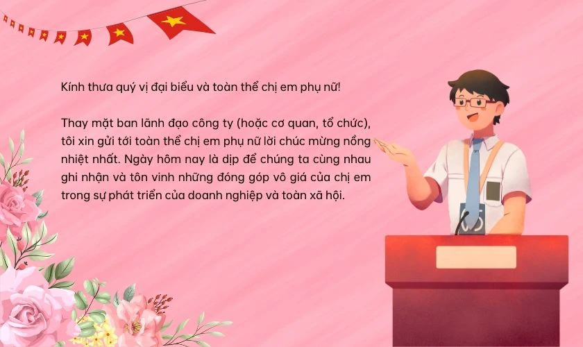 Bài phát biểu ngày Phụ nữ Việt Nam của lãnh đạo