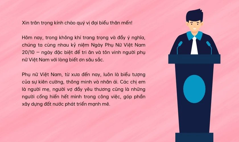 Bài phát biểu khai mạc ngày Phụ nữ Việt Nam 20/10