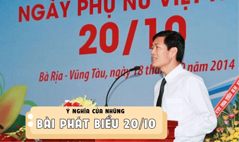 Bài phát biểu 20/10 là phương thức để gửi những lời chúc và tri ân đến chị em phụ nữ - những bông hoa xinh đẹp nhất thế gian. Để ngày lễ này càng thêm ý nghĩa, chắc chắn rằng sẽ không thể thiếu đi những lời chúc mừng. Hãy cùng Điện Thoại Vui lưu  ngay những bài phát biểu 20/10 sâu sắc nhất.Ý nghĩa của những bài phát biểu 20/10Bài phát biểu 20/10 là một phần thiết yếu trong ngày Quốc tế Phụ Nữ. Qua bài phát biểu, người phát biểu sẽ thể hiện thái độ và bày tỏ sự tôn vinh cũng như lòng biết ơn đối với phụ nữ trong dịp lễ này. Bài phát biểu cũng là tiếng lòng thể hiện sự quan tâm đối với chị em phụ nữ. Bên cạnh đó, những bài phát biểu còn mang nhiều ý nghĩa khác. Cụ thể:Tôn vinh vai trò của phụ nữ: Bài phát biểu thường nhấn mạnh vai trò quan trọng của phụ nữ. Từ những người mẹ, người vợ cho đến các nữ doanh nhân, cán bộ, giáo viên,... Tất cả đều góp phần xây dựng, phát triển xã hội và đất nước.Tri ân những hy sinh, cống hiến: Phụ nữ không chỉ làm tròn bổn phận trong gia đình. Mà họ còn đảm nhận nhiều vai trò khác trong công việc và ngoài xã hội. Những bài phát biểu là dịp để cảm ơn những nỗ lực, hy sinh thầm lặng của phụ nữ.Truyền cảm hứng và động viên phụ nữ: Những bài phát biểu 20/10 còn là lời động viên, truyền cảm hứng cho phụ nữ phấn đấu hơn nữa trong cuộc sống. Những người dám theo đuổi đam mê và khát vọng của mình.Những bài phát biểu ngày 20/10 không chỉ tôn vinh, tri ân phụ nữ mà còn truyền tải thông điệp về sự bình đẳng của phụ nữ trong xã hội hiện đại. Đây là dịp để mọi người thể hiện lòng kính trọng và khích lệ phụ nữ phát huy vai trò của mình trên mọi lĩnh vực.9+ bài phát biểu 20/10 ý nghĩa, xúc động nhất 2024Hãy cùng Điện Thoại Vui tham khảo ngay những bài phát biểu 20/10 ý nghĩa nhất:Bài phát biểu 20/10 của sếp trước nhân viênKính thưa toàn thể các chị em phụ nữ và toàn thể anh chị em trong Công ty…Hôm nay, nhân ngày Ngày Phụ nữ Việt Nam 20/10 Thay mặt ban lãnh đạo Công ty. Cho phép tôi gửi đến toàn thể các chị em lời chúc mừng nồng nhiệt nhất. Chúc các chị em luôn hạnh phúc, mạnh khỏe và thành công trong công việc cũng như trong cuộc sống.Ngày nay, vẻ đẹp của phụ nữ lại bừng sáng với sự năng động, tự chủ. Phụ nữ hiện đại là những nhân tố chủ chốt trong sự phát triển kinh tế, xã hội. Tại công ty chúng ta, tôi vô cùng tự hào khi được làm việc cùng những người phụ nữ tài năng, nhiệt huyết và đầy bản lĩnh.Hình 1Tôi hiểu rằng, thành công của công ty hôm nay đều có sự đóng góp g từ các chị em. Các bạn không ngại khó khăn, luôn nỗ lực hết mình. Luôn đóng góp hết mình giúp cho công ty chúng ta ngày càng phát triển mạnh mẽ hơn. Nhân dịp này, tôi cũng muốn nhắn gửi đến toàn thể các bạn. Không chỉ riêng các chị em mà cả anh em trong công ty. Chúng ta sẽ luôn đồng lòng, đoàn kết và hỗ trợ lẫn nhau. Từ đó cùng đưa công ty đi lên. Sự phát triển của mỗi cá nhân trong công ty chính là thành quả chung của tập thể.Cuối cùng, một lần nữa xin chúc các chị em 20/10 thật vui vẻ, ngập tràn hạnh phúc và luôn thành công trong sự nghiệp cũng như cuộc sống. Chúc công ty chúng ta ngày càng vững mạnh và phát triển hơn nữa.Xin cảm ơn tất cả mọi người!Bài phát biểu 20/10 của hiệu trưởngKính thưa quý thầy cô giáo, quý phụ huynh và toàn thể các em học sinh thân mến,Hôm nay, chúng ta có mặt tại đây để cùng kỷ niệm một ngày đặc biệt – ngày 20/10, Ngày Phụ nữ Việt Nam. Đây là dịp để chúng ta tôn vinh và tri ân những người phụ nữ Việt Nam. Những người đã và đang cống hiến, làm nên những điều tốt đẹp cho gia đình, xã hội. Đặc biệt là trong lĩnh vực giáo dục.Trước tiên, cho phép tôi gửi đến các cô giáo, các nữ cán bộ, nhân viên. Cùng toàn thể các em học sinh nữ trong nhà trường lời chúc mừng nồng nhiệt nhất. Chúc các cô và các em luôn hạnh phúc và ngày càng thành công trong công việc và học tập.Ngày nay, vai trò của phụ nữ không chỉ dừng lại ở truyền thống mà còn thể hiện rõ trong sự nghiệp giáo dục. Tại ngôi trường này, chúng ta có những cô giáo tận tụy với nghề, những học sinh nữ thông minh và chăm chỉ. Luôn nỗ lực vươn lên trong học tập, đóng góp cho sự phát triển của trường và xã hội.Hình 2Các cô giáo không chỉ truyền đạt kiến thức mà còn là tấm gương sáng về sự kiên nhẫn, lòng yêu nghề. Các em học sinh nữ, với sự chăm chỉ và nỗ lực học tập không ngừng. Các em đã trở thành niềm tự hào của nhà trường. Một lần nữa, xin gửi lời chúc sức khỏe, hạnh phúc đến tất cả các cô giáo và các em học sinh nữ. Chúc cho trường chúng ta ngày càng phát triển và đạt được nhiều thành tựu mới.Xin chân thành cảm ơn!Bài phát biểu 20/10 của ban lãnh đạo gửi thư cho nhân viênKính gửi toàn thể các chị em nhân viên trong Công ty,Nhân ngày Phụ nữ Việt Nam 20/10, thay mặt Ban lãnh đạo Công ty. Tôi xin gửi đến tất cả các chị em những lời chúc mừng chân thành và nồng nhiệt nhất. Chúc các bạn luôn mạnh khỏe, hạnh phúc và tiếp tục đạt được nhiều thành công trong công việc cũng như cuộc sống.Ngày 20/10 là dịp để chúng ta tôn vinh những đóng góp quan trọng của phụ nữ. Đây là cơ hội để nhìn nhận lại vai trò của họ trong sự phát triển chung của Công ty. Trong suốt thời gian qua, các chị em đã không ngừng nỗ lực, cống hiến và thể hiện sự chuyên nghiệp, sáng tạo trong từng công việc. Những đóng góp này đã góp phần lớn vào những thành tựu mà chúng ta đạt được hôm nay.Hình 3Nhân dịp đặc biệt này, chúng tôi xin bày tỏ sự biết ơn sâu sắc đến toàn thể các chị em vì những đóng góp quý báu của các bạn. Chúng tôi cam kết sẽ luôn tạo điều kiện tốt nhất để các chị em có thể phát huy hết năng lực của mình. Đồng thời xây dựng môi trường làm việc chuyên nghiệp, thân thiện và công bằng cho tất cả mọi người.Một lần nữa, xin gửi đến các chị em lời chúc tốt đẹp nhất. Chúc các bạn luôn giữ được sự nhiệt huyết, lạc quan và hạnh phúc trong cuộc sống.Trân trọng,Ban lãnh đạo Công ty…Bài phát biểu 20/10 của công đoàn cho nhân viênKính thưa các chị em và toàn thể anh chị em trong công ty,Hôm nay, trong không khí vui tươi và phấn khởi chào mừng ngày Phụ nữ Việt Nam 20/10. Thay mặt Ban chấp hành Công đoàn, tôi xin gửi đến tất cả các chị em lời chúc mừng chân thành nhất. Chúc các chị em luôn tràn đầy sức khỏe, hạnh phúc và gặt hái nhiều thành công!Trong những năm kháng chiến, phụ nữ đã trở thành biểu tượng của sự kiên cường bất khuất. Phụ nữ là hậu phương vững chắc làm nên sự thành công của lịch sử dân tộc. Ngày nay, phụ nữ lại góp phần làm nên sự phát triển của đất nước.Trong công ty chúng ta, các chị em đã và đang là nguồn cảm hứng. Họ góp phần xây dựng một môi trường làm việc đầy sáng tạo, thân thiện và chuyên nghiệp. Những đóng góp của các bạn là minh chứng cho sự bền bỉ, kiên cường và trách nhiệm.Hình 4Trong công việc, các chị em không ngừng nỗ lực, sáng tạo, góp phần vào sự phát triển công ty. Trong gia đình, các bạn là những người mẹ, người vợ tận tâm, luôn chu đáo và chăm sóc cho hạnh phúc của tổ ấm. Vẻ đẹp ấy của phụ nữ xứng với lời thơ:“Dáng mẹ, dáng chị dịu hiềnGánh bao lo toan để trọn niềm tinVững vàng tay lái con thuyềnĐưa đời chở đến bến yên bình trọn mơ.”Những đóng góp ấy thật đáng quý biết bao. Chúng ta - những đồng nghiệp, những người bạn luôn trân trọng và biết ơn các chị em – những đóa hoa xinh đẹp và mạnh mẽ trong cuộc sống.Một lần nữa, thay mặt Công đoàn, tôi xin kính chúc các chị em luôn thành công, hạnh phúc.Trân trọng cảm ơn!Ban Chấp hành Công đoànBài phát biểu 20/10 của học sinh tặng cô giáoKính thưa cô giáo và các bạn học sinh thân mến,Hôm nay, trong không khí vui tươi kỷ niệm Ngày Phụ nữ Việt Nam 20/10. Em xin thay mặt toàn thể học sinh trong lớp gửi đến cô giáo những lời chúc tốt đẹp nhất. Chúng em chúc cô luôn mạnh khỏe, hạnh phúc và gặt hái được nhiều thành công trong công việc cũng như cuộc sống.Từ xưa đến nay, người phụ nữ Việt Nam luôn gắn với những phẩm chất cao đẹp 