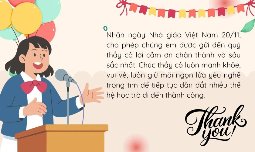 Bài phát biểu của học sinh cấp 2 trong ngày Nhà giáo Việt Nam