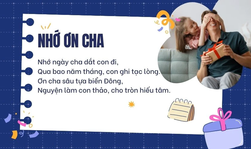 Bài thơ Ngày của Cha 4 câu