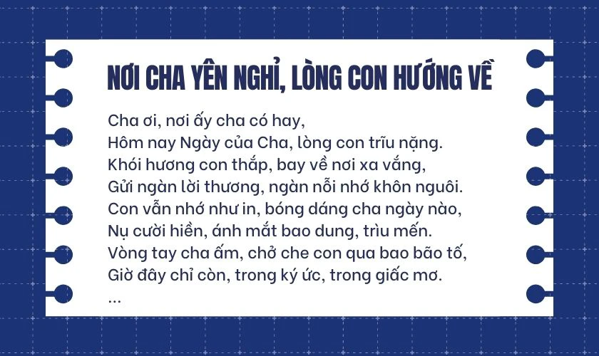 Bài thơ Ngày của Cha về cha đã mất buồn